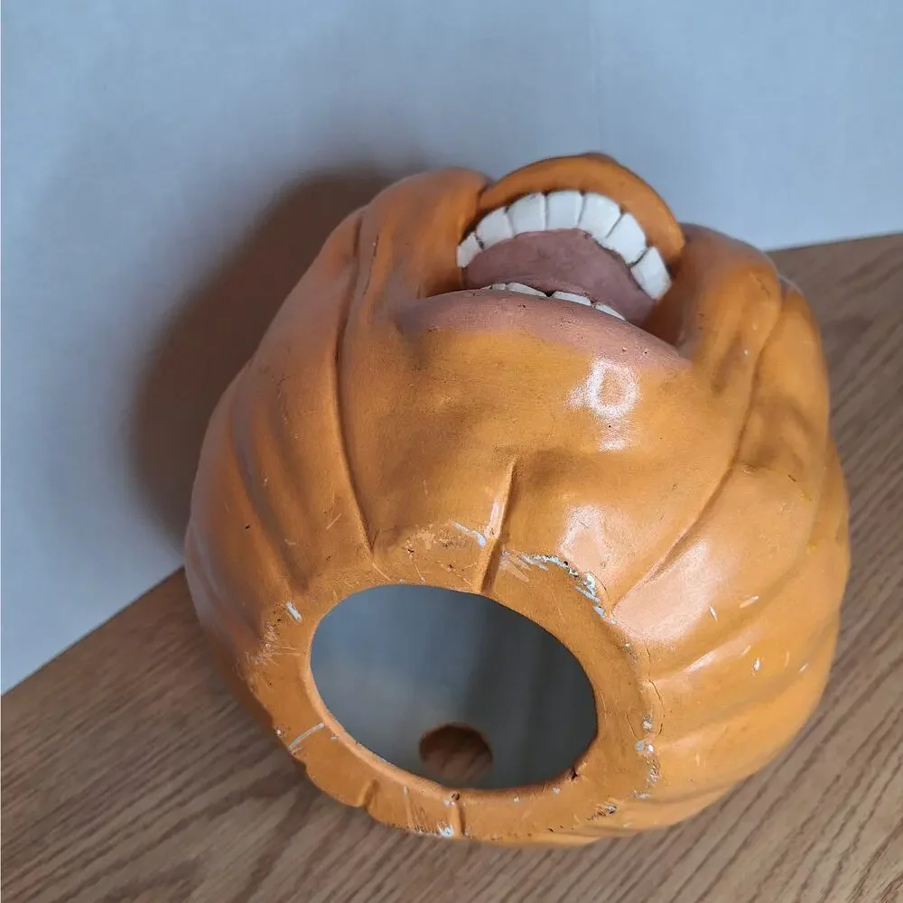 VTV Vintage Ceramic Pumpkin Jack O Lantern Wide Mouth Bloodshot Eyes Halloween